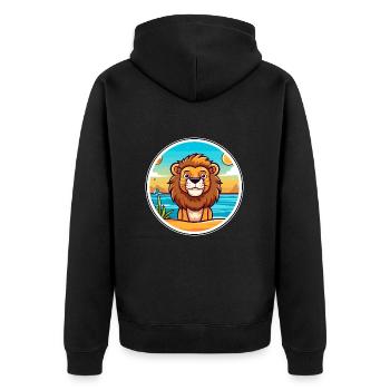 Lion Watercolor Cartoon Kawaii Clipart Animal - Unisex Premium Organic Zip Hoodie - black - Back - Nico (187cm)
