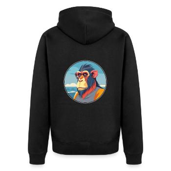 Mandrill Aquarell Cartoon Kawaii Clipart Tier - Unisex Premium Bio Zip Hoodie - Schwarz - Hinten - Nico (187cm)