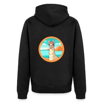 Lama Aquarell Cartoon Kawaii Clipart Tier - Unisex Premium Bio Zip Hoodie - Schwarz - Hinten - Nico (187cm)