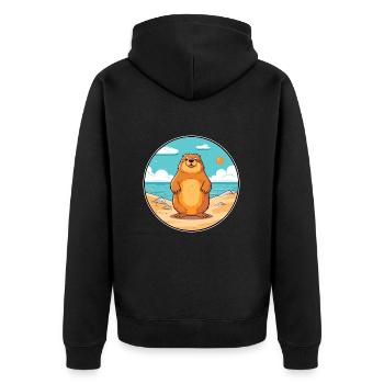 Marmot Watercolor Cartoon Kawaii Clipart Animal - Unisex Premium Organic Zip Hoodie - black - Back - Nico (187cm)