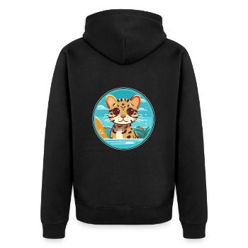 Ocelot Watercolor Cartoon Kawaii Clipart Animal - Unisex Premium Organic Zip Hoodie - black - Back - Nico (187cm)