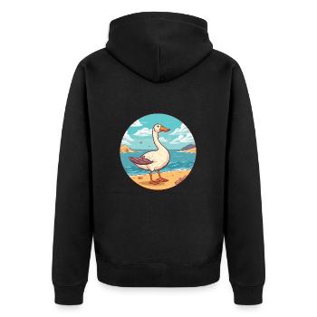 Oie aquarelle dessin animé Kawaii Clipart Animal - Veste à capuche bio Premium Unisexe - noir - Dos - Nico (187cm)