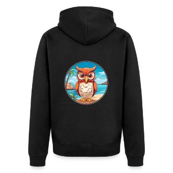 Owl Watercolor Cartoon Kawaii Clipart Animal - Unisex Premium Organic Zip Hoodie - black - Back - Nico (187cm)
