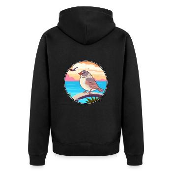 Sparrow Watercolor Cartoon Kawaii Clipart Animal - Unisex Premium Organic Zip Hoodie - black - Back - Nico (187cm)