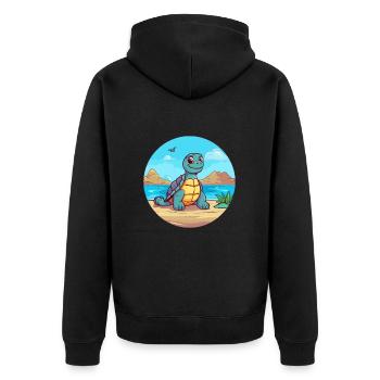 Turtle Watercolor Cartoon Kawaii Clipart Animal - Unisex Premium Organic Zip Hoodie - black - Back - Nico (187cm)