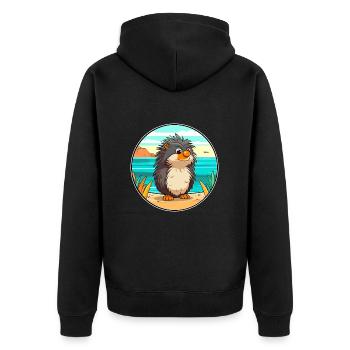 porc-épic aquarelle dessin animé Kawaii Clipart Animal - Veste à capuche bio Premium Unisexe - noir - Dos - Nico (187cm)