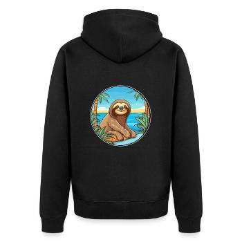 Paresseux aquarelle dessin animé Kawaii Clipart Animal - Veste à capuche bio Premium Unisexe - noir - Dos - Nico (187cm)