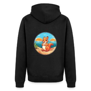 Squirrel Watercolor Cartoon Kawaii Clipart Animal - Unisex Premium Organic Zip Hoodie - black - Back - Nico (187cm)