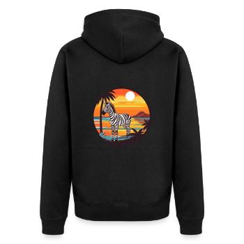 Zebra Watercolor Cartoon Kawaii Clipart Animal - Unisex Premium Organic Zip Hoodie - black - Back - Nico (187cm)