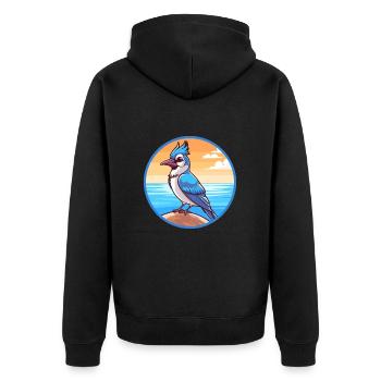 Blue Jay Watercolor Cartoon Kawaii Clipart Animal - Unisex Premium Organic Zip Hoodie - black - Back - Nico (187cm)