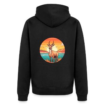 Antilope Aquarell Cartoon Kawaii Clipart Tier - Unisex Premium Bio Zip Hoodie - Schwarz - Hinten - Nico (187cm)