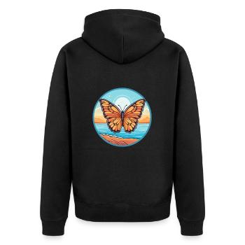 Papillon aquarelle dessin animé Kawaii Clipart Animal - Veste à capuche bio Premium Unisexe - noir - Dos - Nico (187cm)