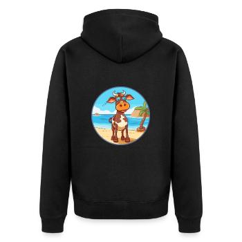 Vache aquarelle dessin animé kawaii clipart animal - Veste à capuche bio Premium Unisexe - noir - Dos - Nico (187cm)