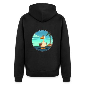 Canard aquarelle dessin animé kawaii clipart animal - Veste à capuche bio Premium Unisexe - noir - Dos - Nico (187cm)