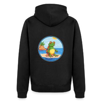 Frosch Aquarell Cartoon Kawaii Clipart Tier - Unisex Premium Bio Zip Hoodie - Schwarz - Hinten - Nico (187cm)