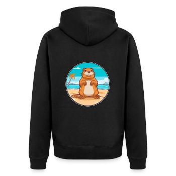 Gopher Watercolor Cartoon Kawaii Clipart Animal - Unisex Premium Organic Zip Hoodie - black - Back - Nico (187cm)