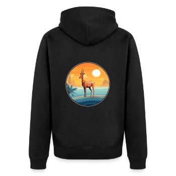 Impala Aquarell Karikatur Kawaii Clipart Tier - Unisex Premium Bio Zip Hoodie - Schwarz - Hinten - Nico (187cm)