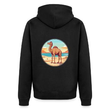 Camel Watercolor Cartoon Kawaii Clipart Animal - Unisex Premium Organic Zip Hoodie - black - Back - Nico (187cm)