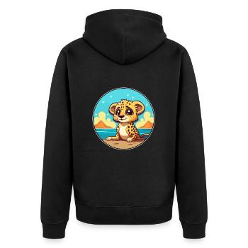 Cheetah Watercolor Cartoon Kawaii Clipart Animal - Unisex Premium Organic Zip Hoodie - black - Back - Nico (187cm)