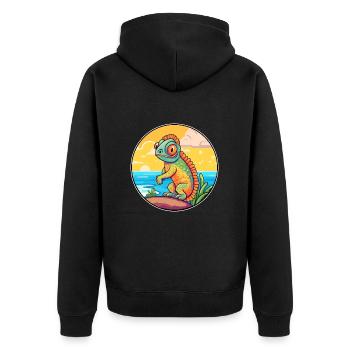 Chameleon Watercolor Cartoon Kawaii Clipart Animal - Unisex Premium Organic Zip Hoodie - black - Back - Nico (187cm)