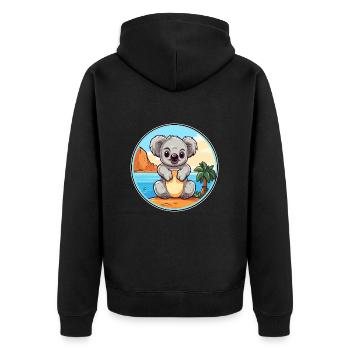 Koala Aquarell Cartoon Kawaii Clipart Tier - Unisex Premium Bio Zip Hoodie - Schwarz - Hinten - Nico (187cm)
