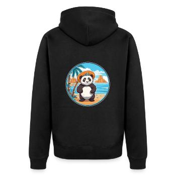 Panda Aquarell Karikatur Kawaii Clipart Tier - Unisex Premium Bio Zip Hoodie - Schwarz - Hinten - Nico (187cm)
