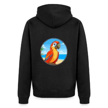 Papagei Aquarell Cartoon Kawaii Clipart Tier - Unisex Premium Bio Zip Hoodie - Schwarz - Hinten - Nico (187cm)