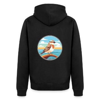 Moineau aquarelle dessin animé Kawaii Clipart Animal - Veste à capuche bio Premium Unisexe - noir - Dos - Nico (187cm)