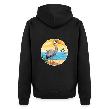 Kranich Aquarell Cartoon Kawaii Clipart Tier - Unisex Premium Bio Zip Hoodie - Schwarz - Hinten - Nico (187cm)