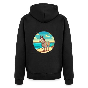 Esel Aquarell Cartoon Kawaii Clipart Tier - Unisex Premium Bio Zip Hoodie - Schwarz - Hinten - Nico (187cm)