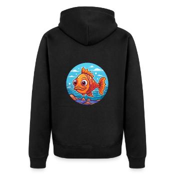 Poisson Aquarelle Dessin Animé Kawaii Clipart Animal - Veste à capuche bio Premium Unisexe - noir - Dos - Nico (187cm)