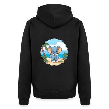 Elephant Watercolor Cartoon Kawaii Clipart Animal - Unisex Premium Organic Zip Hoodie - black - Back - Nico (187cm)