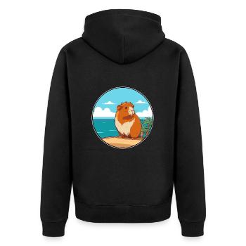 Cochon d’Inde aquarelle dessin animé Kawaii Clipart animal de compagnie - Veste à capuche bio Premium Unisexe - noir - Dos - Nico (187cm)