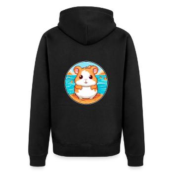 Hamster Aquarell Cartoon Kawaii Clipart Tier - Unisex Premium Bio Zip Hoodie - Schwarz - Hinten - Nico (187cm)