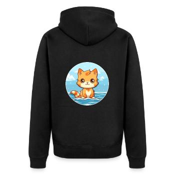 Chaton aquarelle dessin animé Kawaii Clipart Animal - Veste à capuche bio Premium Unisexe - noir - Dos - Nico (187cm)