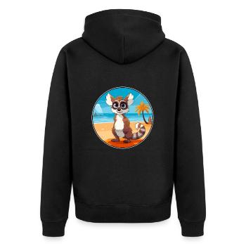 Lemur Watercolor Cartoon Kawaii Clipart Animal - Unisex Premium Organic Zip Hoodie - black - Back - Nico (187cm)