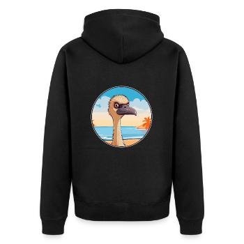 Straußen, Aquarell, Cartoon, Kawaii, Clipart, Tier - Unisex Premium Bio Zip Hoodie - Schwarz - Hinten - Nico (187cm)