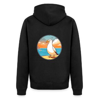 Mouette aquarelle dessin animé Kawaii Clipart Animal - Veste à capuche bio Premium Unisexe - noir - Dos - Nico (187cm)