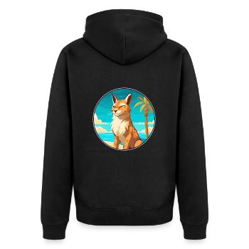 Luchs Aquarell Cartoon Kawaii Clipart Tier - Unisex Premium Bio Zip Hoodie - Schwarz - Hinten - Nico (187cm)