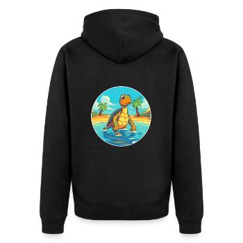Turtle Watercolor Cartoon Kawaii Clipart Animal - Unisex Premium Organic Zip Hoodie - black - Back - Nico (187cm)