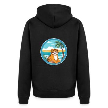 Tiger Aquarell Cartoon Kawaii Clipart Tier - Unisex Premium Bio Zip Hoodie - Schwarz - Hinten - Nico (187cm)
