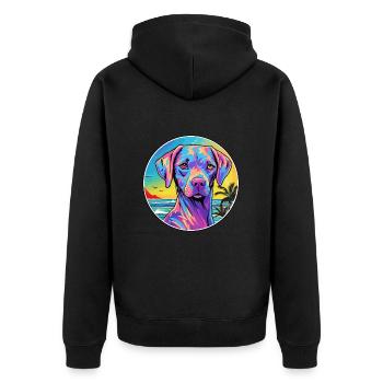 Akbash Hunderasse buntes Karikatur-Aquarell - Unisex Premium Bio Zip Hoodie - Schwarz - Hinten - Nico (187cm)