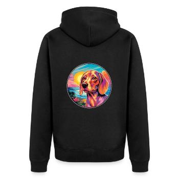 Alpine Dachsbracke Dog Breed Colorful Cartoon Wate - Unisex Premium Organic Zip Hoodie - black - Back - Nico (187cm)