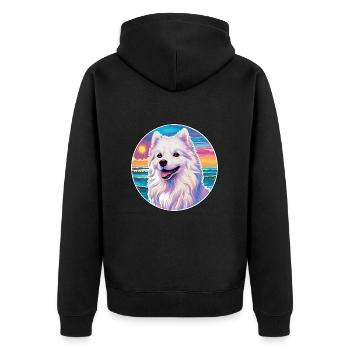 American Eskimo Dog Breed Colorful Cartoon Waterco - Unisex Premium Organic Zip Hoodie - black - Back - Nico (187cm)