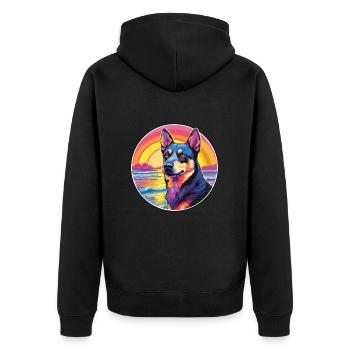 Australian Kelpie Dog Breed Colorful Cartoon Water - Unisex Premium Organic Zip Hoodie - black - Back - Nico (187cm)