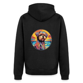 Griffon Belge Chien Race Coloré Cartoon Waterco - Veste à capuche bio Premium Unisexe - noir - Dos - Nico (187cm)