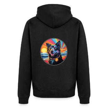 Belgische Groenendael Hunderasse Bunte Karikatur Wat - Unisex Premium Bio Zip Hoodie - Schwarz - Hinten - Nico (187cm)