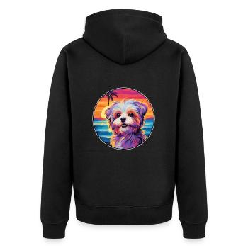 Bichon Yorkie Hunderasse Bunte Karikatur Watercolo - Unisex Premium Bio Zip Hoodie - Schwarz - Hinten - Nico (187cm)