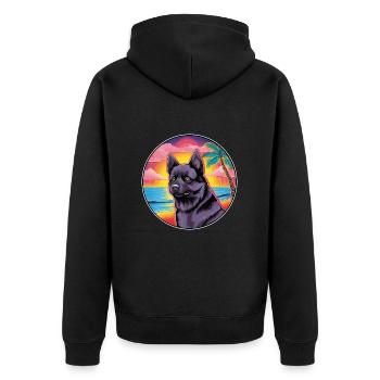Schwarzer norwegischer Elchhund Hunderasse Buntes Cartoo - Unisex Premium Bio Zip Hoodie - Schwarz - Hinten - Nico (187cm)