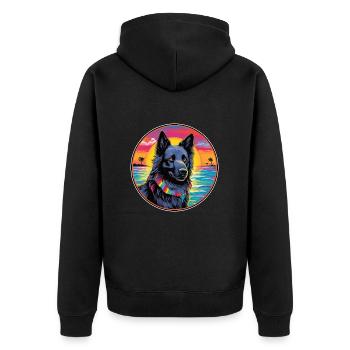 Chien de berger belge race de chien coloré dessin animé Waterc - Veste à capuche bio Premium Unisexe - noir - Dos - Nico (187cm)